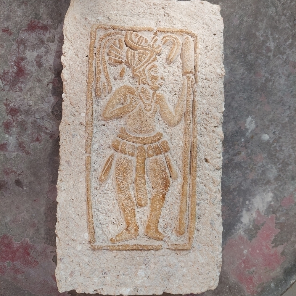 Yucatan Stone Warrior Carving